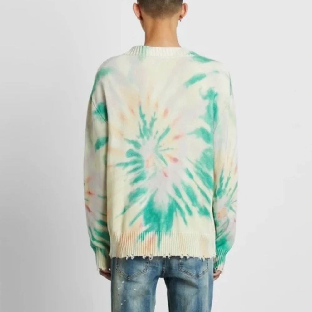 Men's PROFOUND Tie-Dye Green Cardigan Sweater